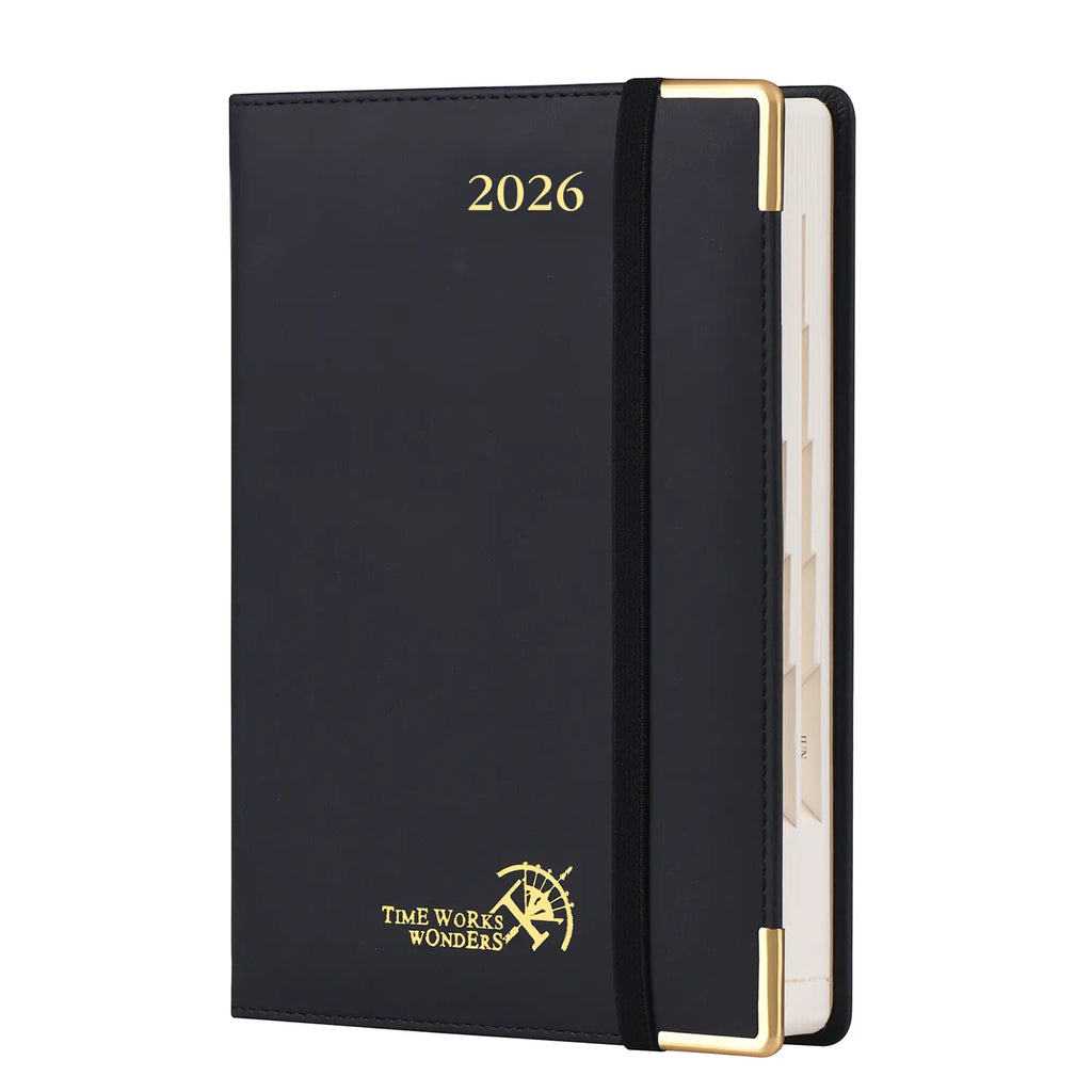 POPRUN Calendar 2026 Daily Planner 21.5 X 14.5 Cm, Daily Calendar A5 1 Day 1 Page (Monday - Sunday), Diary (Jan.2026-Dec.2026) Ring Binder With Hard Cover, Plastic Ruler - Pacific Green