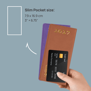 UK Pocket Mini Size 2027 Monthly Planner Premium Faux leather Neo Calendar