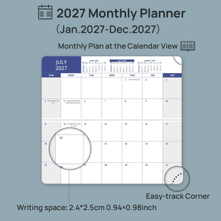 UK Pocket Mini Size 2027 Monthly Planner Premium Faux leather Neo Calendar