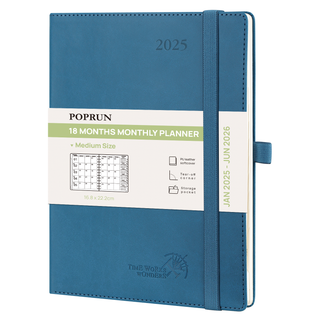 POPRUN 2025 Monthly Planner Navy Blue