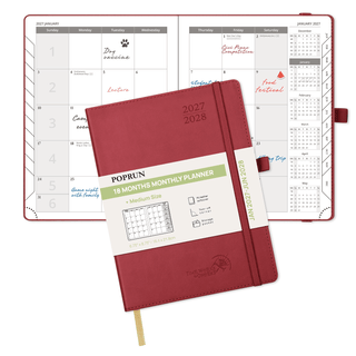 POPRUN 2026 Monthly Planner Burgundy