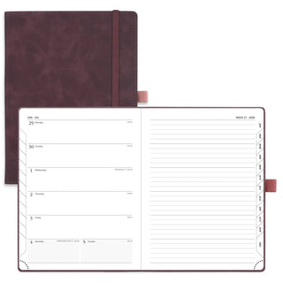 POPRUN 2026 Weekly Planner Wine Red