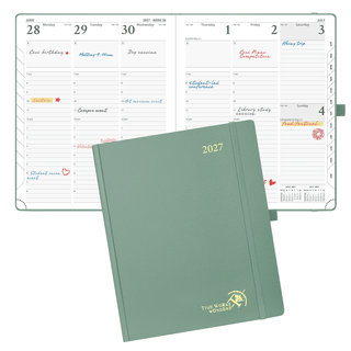 POPRUN 2027 Week Planner Mid Night Green