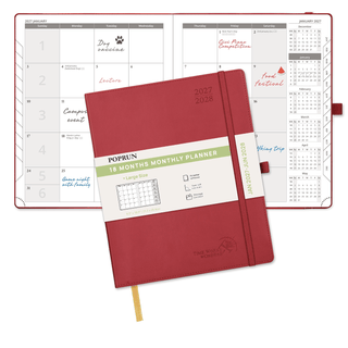 POPRUN 2025 Monthly Planner Burgundy
