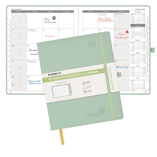 POPRUN 2025 Monthly Planner Celadon Green