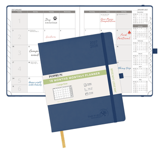POPRUN 2025 Monthly Planner Navy Blue