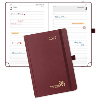 POPRUN 2027 Daily Planner Burgundy