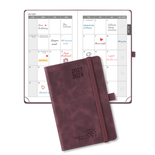 POPRUN 2026 Monthly Planner Wine Red