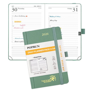POPRUN 2026 Daily Planner Mid Night Green