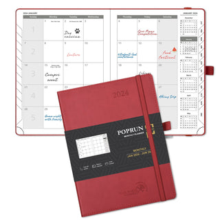 POPRUN 2024 Weekly Planner Wine Red