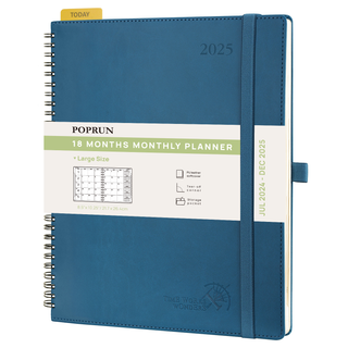 POPRUN 2025 Monthly Planner Navy Blue