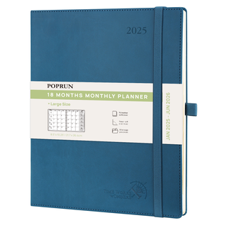 POPRUN 2025 Monthly Planner Navy Blue