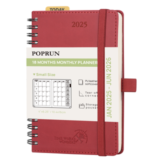 POPRUN 2025 Monthly Planner Wine Red