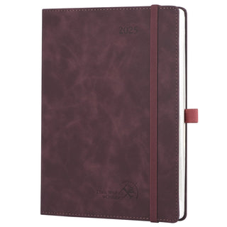 POPRUN 2025 Weekly Planner Wine Red