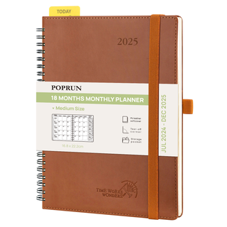 POPRUN 2025 Monthly Planner Brown