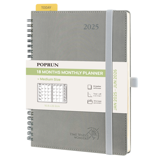 POPRUN 2025 Monthly Planner Gray