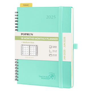 POPRUN 2025 Monthly Planner Mint Green